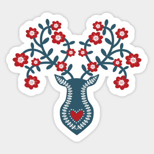 Deer Trophy Boho Floral Antlers Sticker